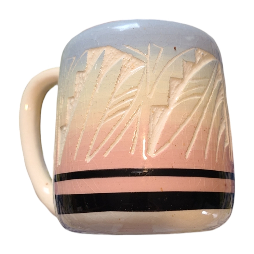 Artistic Blue and Pink Ceramic Mug with Gradient Design